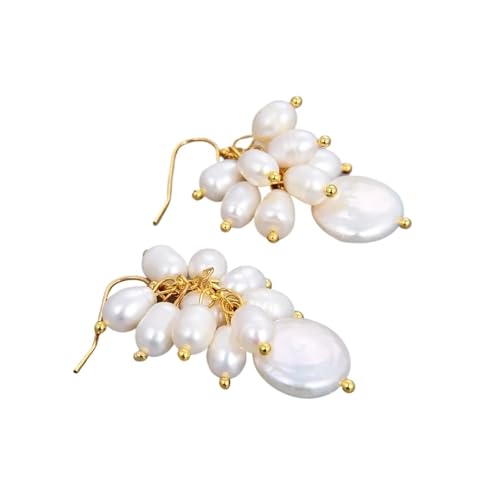 ICXLPMC White Rice Pearl Coin Pearl Dangle Hook Earrings For Women ICXLPMC White Rice Pearl Coin Pearl Dangle Hook Earrings For Women von ICXLPMC