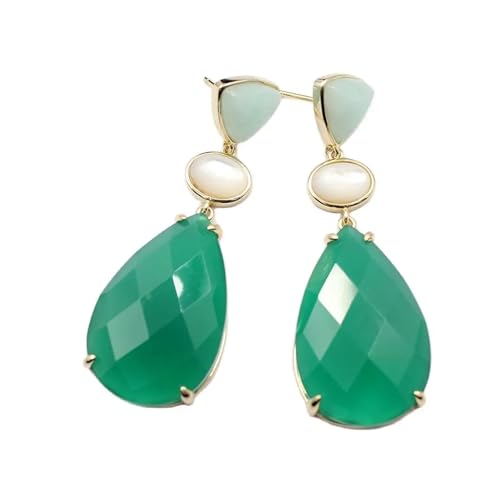 ICXLPMC White Shell Green Agate Teardrop Dangle Stud Earrings Cute style For Women ICXLPMC White Shell Green Agate Teardrop Dangle Stud Earrings Cute style For Women von ICXLPMC