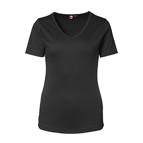 ID Identity Damen Interlock T-Shirt V-Ausschnitt 0506 (3XL, schwarz) von ID Identity