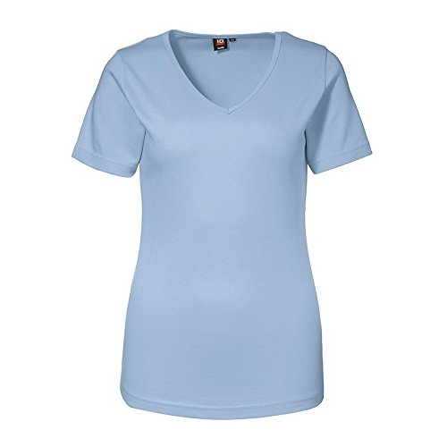 ID Identity Damen Interlock T-Shirt V-Ausschnitt 0506 (4XL, hellblau) von ID Identity