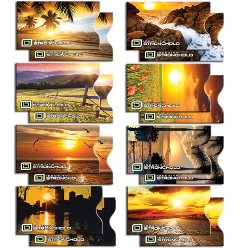 Identity Stronghold RFID-blockierende Hüllen, 20 Stück (16 Kreditkarten + 4 Reisepass) – Reisepass- & Kreditkartenschutz, Schutz vor RFID-Identitätsdiebstahl, Sonnenuntergang, 16 Stück, Small von ID Stronghold