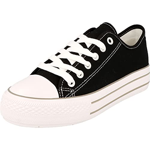 Canadian Damen Schuhe Plateau Klassische Sneaker Halbschuhe 832-658 (Black, Numeric_39) von Idana