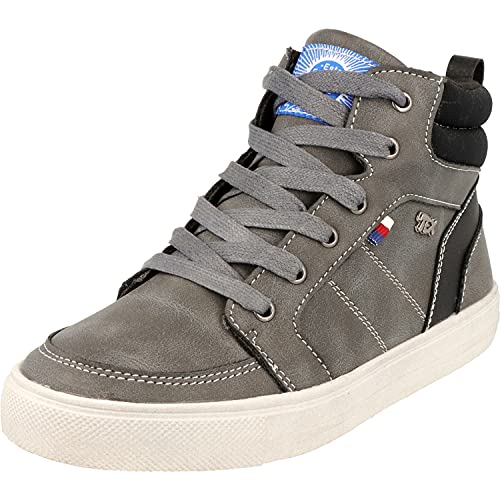 Indigo 451-076 Jungen Schuhe Hi-Top Sneaker Blau Wasserabweisend Reißverschl. (Dk.Grey, Numeric_33) von IDANA