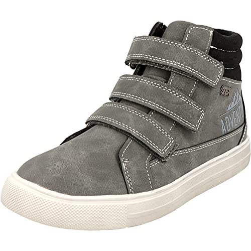 Indigo Jungen Schuhe 453-028 Freizeit Hi-Top Sneaker 3-Fach Klettverschluss (Dk.Grey, Numeric_32) von IDANA