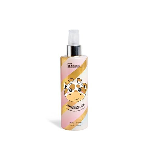 IDC Institute – Körperspray – Vanille und Karamell – strahlender Glanz und sofortige Weichheit – 250 ml – Flasche mit Giraffe – für Damen und Jugendliche von IDC INSTITUTE