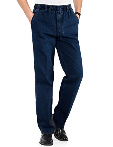 IDEALSANXUN Herren-Jeans mit elastischer Taille, Twill, Freizeithose, Blau, 44W x 32L von IDEALSANXUN