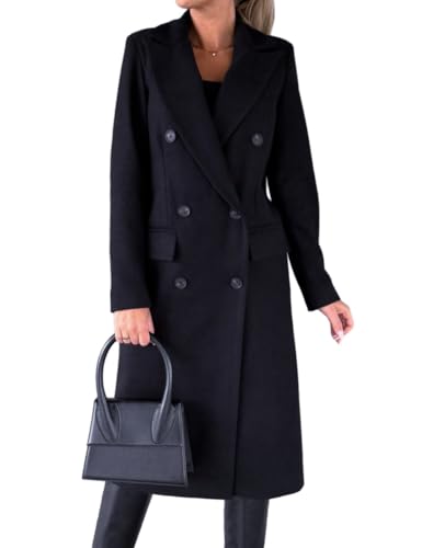 IDEALSANXUN Langer Damen-Trenchcoat aus Wolle, zweireihig, für Herbst und Winter, Marineblau, XX-Large IDEALSANXUN Langer Damen-Trenchcoat aus Wolle, zweireihig, für Herbst und Winter, Marineblau, XX-Large von IDEALSANXUN