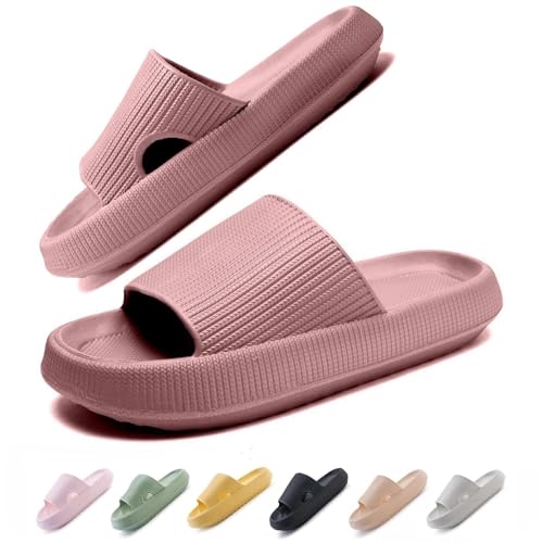 IDEINER Badeschuhe Damen Herren Hausschuhe Cozislides Original Slippers Wolken Pantoletten Rutschfest Weicher Super Dicker Sohle Badelatschen Cloudyzz Sommer Sandalen Pillow Slides Mauve Gr. 40/41 von IDEINER