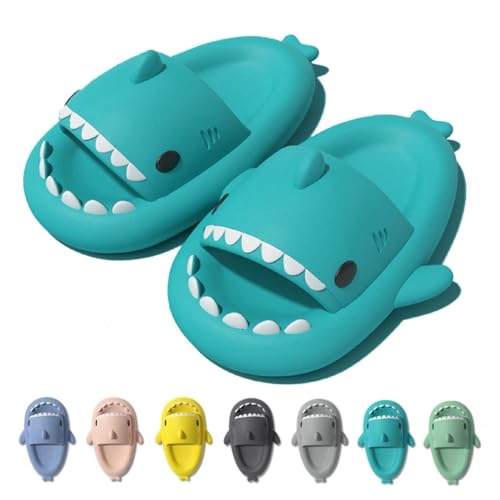 IDEINER Hai Hausschuhe für Damen Herren Cloud Shark Slides Slippers Weich Rutschfest Badeschuhe Sommer Süß Haifisch Strand Sandalen Open Toe Niedliche Fisch Pantoletten Unisex Mintgrün Gr. EU 38/39 von IDEINER