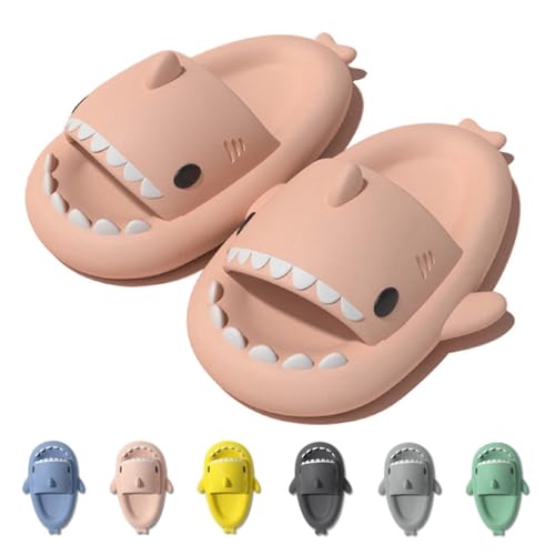 IDEINER Hai Hausschuhe für Damen Herren Cloud Shark Slides Slippers Weich Rutschfest Badeschuhe Sommer Süß Haifisch Strand Sandalen Open Toe Niedliche Fisch Pantoletten Unisex Rosa Gr. EU 42/43 von IDEINER