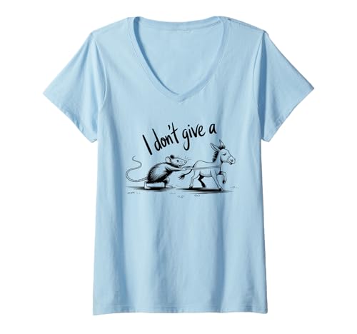 Damen I Don't Give a Rats Ass IDGAF Maus und Esel Lustiger Spruch T-Shirt mit V-Ausschnitt Damen I Don't Give a Rats Ass IDGAF Maus und Esel Lustiger Spruch T-Shirt mit V-Ausschnitt von IDGAF Mouse Walking A Donkey I Don't Give Rats Ass