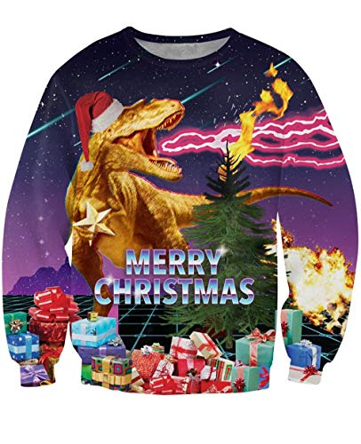 IDGREATIM Damen Fashion Graphic Weihnachten Weihnachtsmann Pullover Christmas Sweatshirt Langarm Hässliche Weihnachten Sweatshirts XL von IDGREATIM