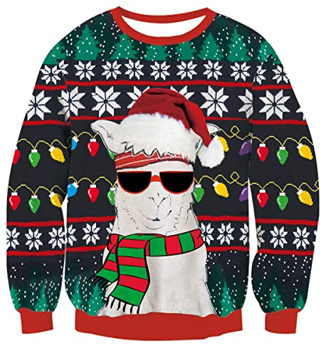 IDGREATIM Frauen Christmas Sweater Lustige 3D Printed Crewneck Langarm Hässliche Pullover Sweatshirt für Weihnachten M von IDGREATIM