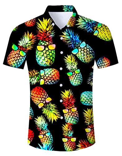 IDGREATIM Hawaiihemd Hawaiian Kurze Ärmel Button Down Hemden Shirts Für Männer Jungen Slim Fit Oktoberfest Hemd Herren von IDGREATIM