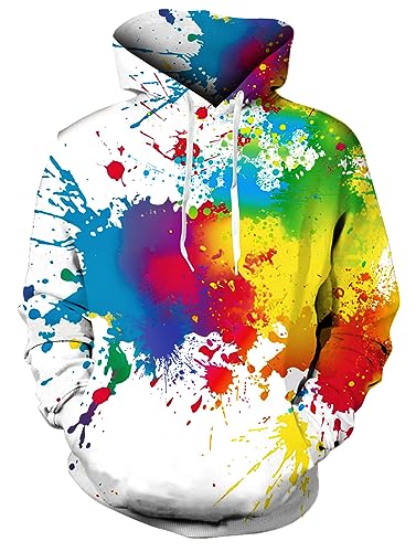 IDGREATIM Herren 3D Graffiti Hoodie Kapuzenpullover Neuheit personalisierte Sweatshirt Pullover Drawstring Hooded Weiss L von IDGREATIM