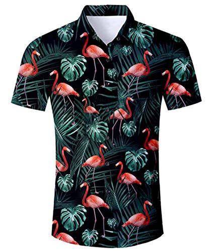 IDGREATIM Herren Hawaiihemd Flamingo Hawaii Hemd Männer Palm Tree Hawaiian Hemd Ärmel Button Down Hemden Shirts IDGREATIM Herren Hawaiihemd Flamingo Hawaii Hemd Männer Palm Tree Hawaiian Hemd Ärmel Button Down Hemden Shirts von IDGREATIM