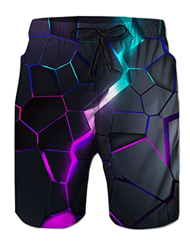 IDGREATIM Herren Teens Bademode 3D Bunte Rauch Grafik Shorts Badehose Sommer Strand Shorts Badehose XL von IDGREATIM