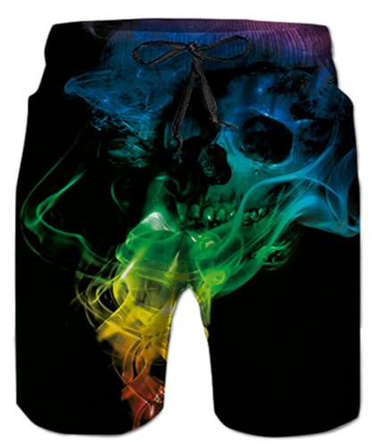 IDGREATIM Herren mittlerer Länge 3D Print Grafik Schädel Sommer Strand Shorts Surfing Trunks Loose Fit XXL von IDGREATIM