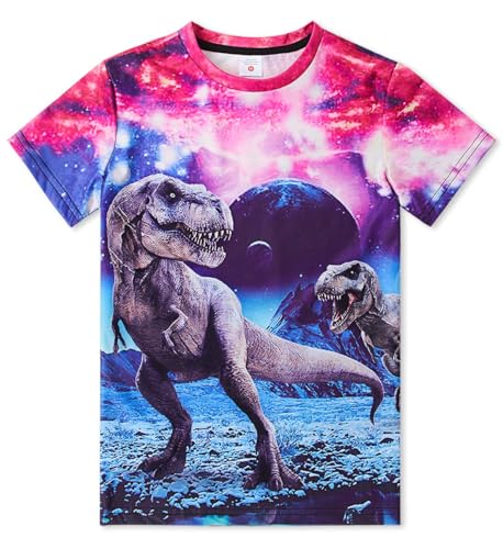 IDGREATIM Jungen Mädchen 3D Dinosaurier Graphic Short Sleeve Cooles lustiges T-Shirt Top T-Shirt Größe 10-12 von IDGREATIM