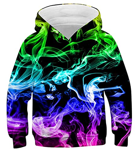 IDGREATIM Kind Hoodies Hip Pop Hoody 3D Kapuzenpullover Bunter Rauch Jungen Pullover Sweatshirt S von IDGREATIM