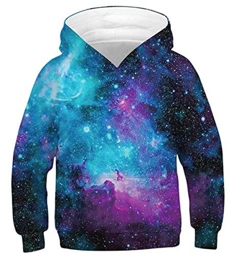 IDGREATIM Kleinkind Kinder Sweatshirt 3D Grafik Galaxy Universum Pullover Lustige Kinder Jungen Mädchen Hoodies L von IDGREATIM