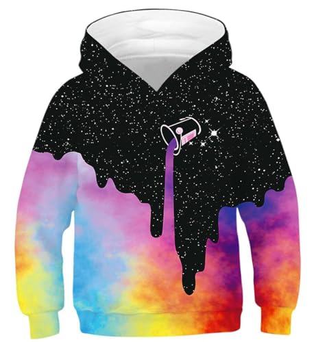 IDGREATIM Teenager Pullover Jungen Hoodies Langarm Pullover 3D Graffiti Drucken Jugend Mit Kapuze Sweatshirts L von IDGREATIM