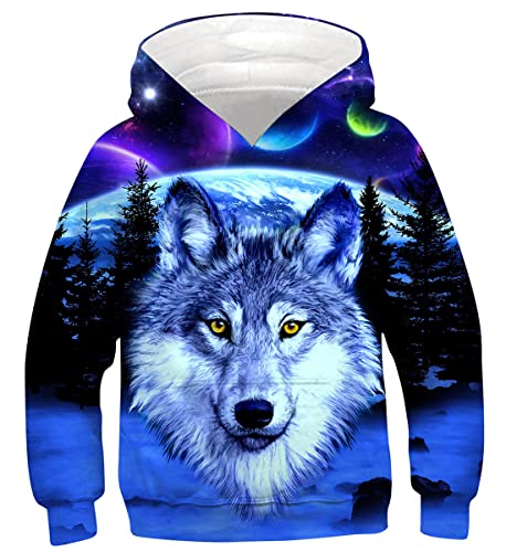 IDGREATIM Teens Boys Hoodie 3D bedrucktes Langarm-Sweatshirt Crewneck Teenager mit Kapuze Pullover XL von IDGREATIM