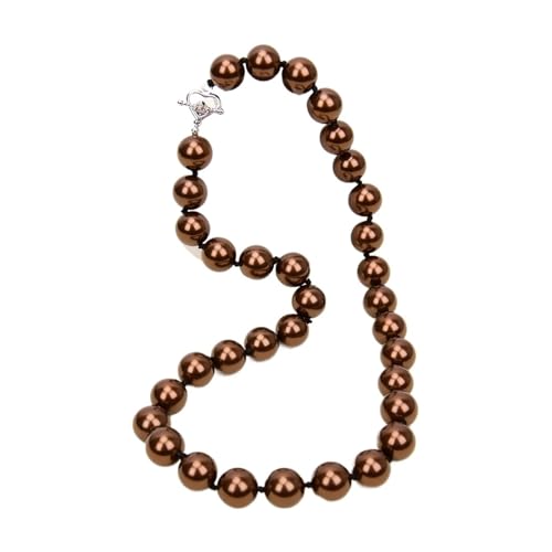 IDGTTLDF 18'' 12mm Sea Shell Coffee Color Round Shape Mother Of Pearl Choker Necklace Gifts For Women von IDGTTLDF