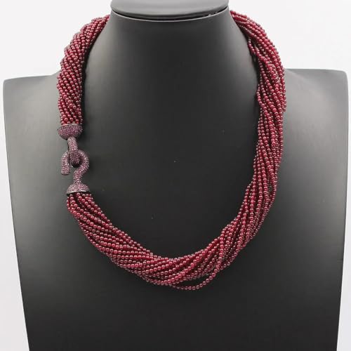 IDGTTLDF 19'' 20 Rows Garnet Smooth Round Beads Necklace Multi Strands Jewelry Purple Clasp For Women IDGTTLDF 19'' 20 Rows Garnet Smooth Round Beads Necklace Multi Strands Jewelry Purple Clasp For Women von IDGTTLDF