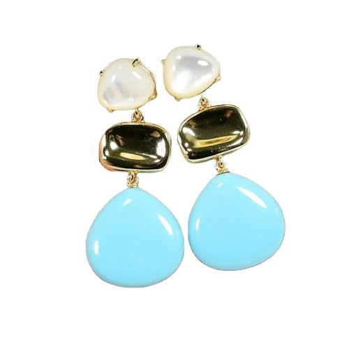 IDGTTLDF Blue Triangle Shape Dangle White Sea Shell Studs Earrings von IDGTTLDF