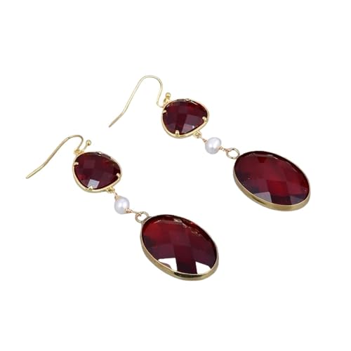 IDGTTLDF Cultured White Round Pearl Red Crystal Glass Hook Earrings Women Gift Jewelry IDGTTLDF Cultured White Round Pearl Red Crystal Glass Hook Earrings Women Gift Jewelry von IDGTTLDF