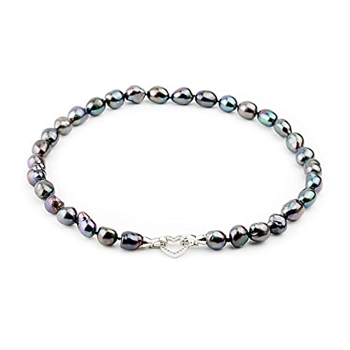 IDGTTLDF Ketten für Damen Modische große schwarze barocke Perlenkette for Frauen, 10-11 mm Süßwasserperlenkette Geburtstagsgeschenk erfüllen (Size : 7 3/8) von IDGTTLDF