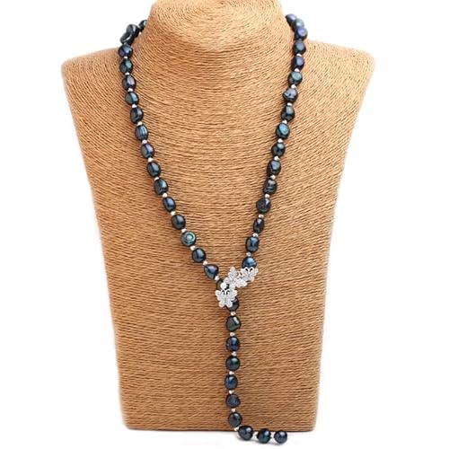 IDGTTLDF Ketten für Damen Trendige schwarze Süßwasserperlenkette Natürliche lange Perlenkette Schmuck Ehefrau Partygeschenk 700 mm erfüllen (Size : Black necklace) von IDGTTLDF