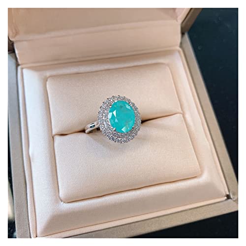 Ketten für Damen Vintage massives 925 Sterling Silber Paraiba Turmalin Gesmtone Anhänger/Halskette/Ohrringe/Ring Edles Schmuckset for Frauen erfüllen ( Color : 45cm-resizable , Size : Earrings ) von IDGTTLDF