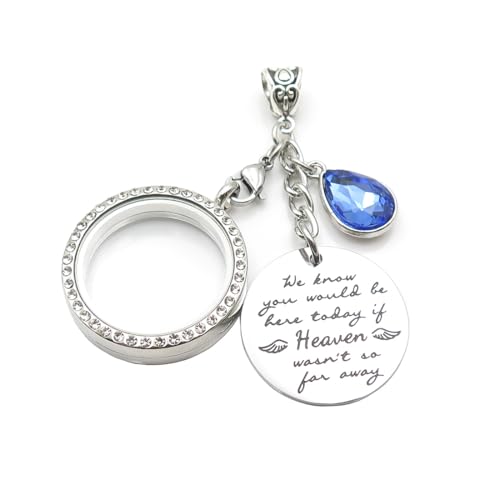 IDLAN Hochzeitsstrauß-Medaillon, Charm, Strass, Fotorahmen, Gedenkstrauß, Anhänger, Gedenkfoto, Andenken, etwas Blau (Wir wissen, rund) von IDLAN