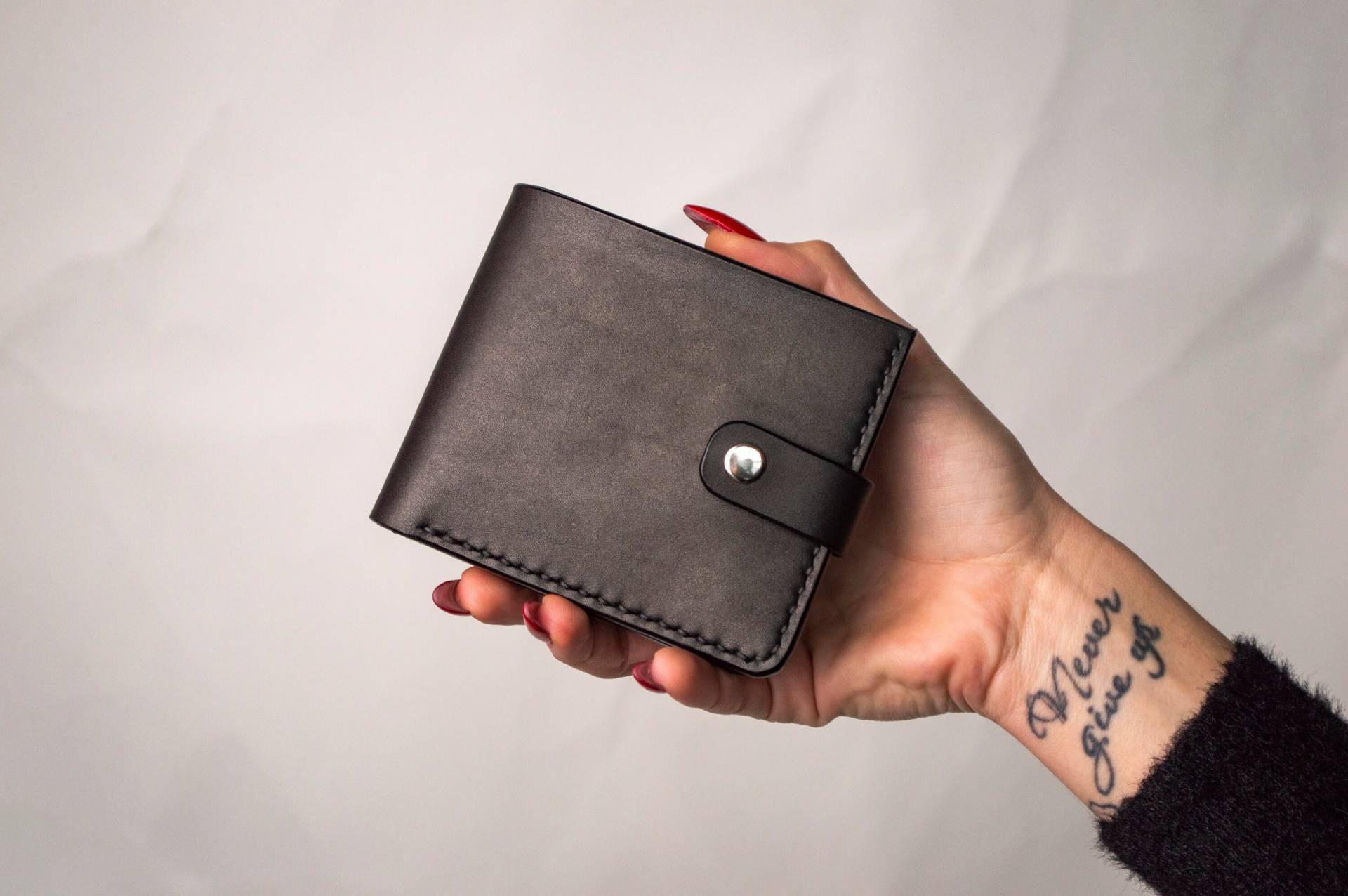 Leder Herren Geldbörse, Geldbörse Slim, Vollnarbiges Portemonnaie, Minimalist Geschenk Für Freund, Ihn, Dad von IDLeatherUA