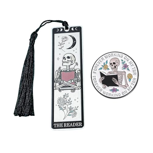 1 Metallschädel Lesezeichen Und 1 Brosche, Personalisiertes Kreatives Lesezeichen, Lesen Von Markierungen, Schreibwaren, Retro -Punk -Style -Ornamente. von IDNVFY