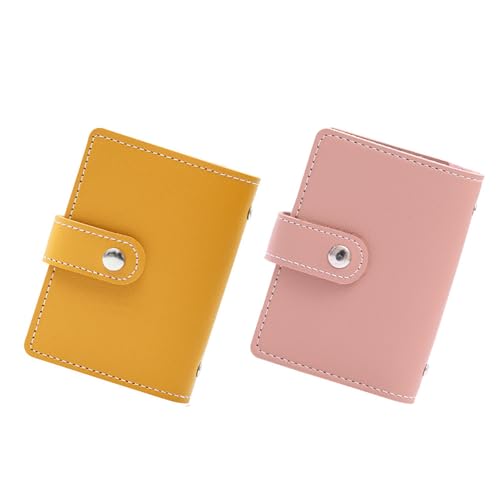 IDNVFY 2 Erkartenbeutel, Brieftasche Mit Mehreren Karten, Kartenbeutel Mit Mehreren Kompartiment, Tragbare Münzbrieftasche (Rosa, Gelb). von IDNVFY