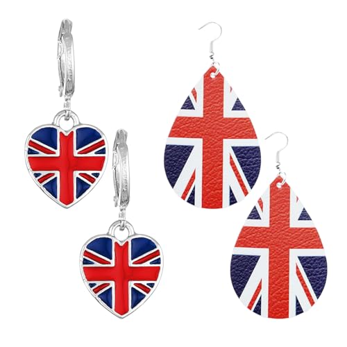 IDNVFY 2 Paar Metallohrringe, Britisch -Flaggen -Pendellohrringe, Liebesohrringe, Wasserabfallohrringe, Modische Ohrringe, Tragbare Accessoires. IDNVFY 2 Paar Metallohrringe, Britisch -Flaggen -Pendellohrringe, Liebesohrringe, Wasserabfallohrringe, Modische Ohrringe, Tragbare Accessoires. von IDNVFY