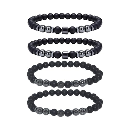 IDNVFY 4 Stück Magnetperlen-Fußkettchen, Retro-Trend-Fußkettchen, Obsidian-Schlankheits-Fußkettchen, Magnetfeldreinigungsschmuck, E (2 Stile). von IDNVFY