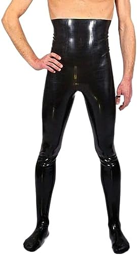 IDOBLO Schwarze Sexy Latex-Leggings Mit Hoher Taille Und Füßen, Socken, Gummihosen, Jeans, Hosen,Blau,XXL von IDOBLO