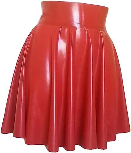 Roter Latexrock A-Linie Rotes Latex-Minikleid Sexy Rock Latexrock Kreis,Rot,3XL von IDOBLO