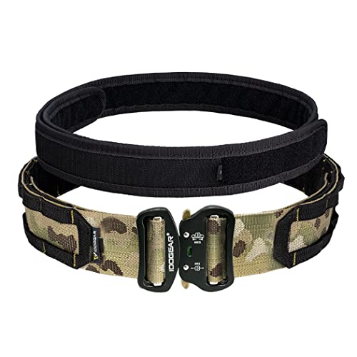IDOGEAR 2 Zoll Taktischer Gürtel Combat Schnellverschlussschnalle Rigger Gürtel im Militärstil Molle Strapazierfähiges Gurtsystem 2 Zoll Außengurt und 1,75 Innengurtset (Large, Multi-camo) von IDOGEAR