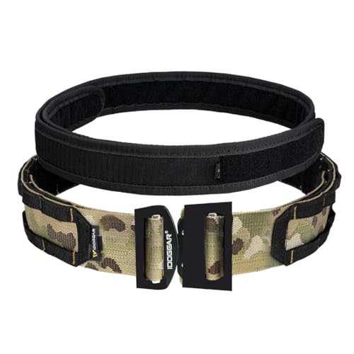 IDOGEAR 2 Zoll Taktischer Gürtel Combat Schnellverschlussschnalle Rigger Gürtel im Militärstil Molle Strapazierfähiges Gurtsystem 2 Zoll Außengurt und 1,75 Innengurtset (Small, Multi-camo) von IDOGEAR