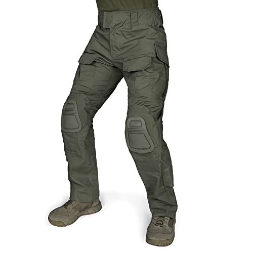 IDOGEAR Herren Kampfhose G3 Taktische Hose mit Knieschützern für Militärjagd Angeln Outdoor Cargohose Multitaschen Verstellbar (Ranger Green, 32W x 32L) von IDOGEAR