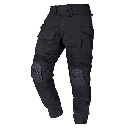 IDOGEAR G3 Kampfhose Herren Taktische Hose mit Knieschützern für Jagdschießen Militär Outdoor Cargohose (as3, Alpha, m, Regular, Regular, Black) von IDOGEAR