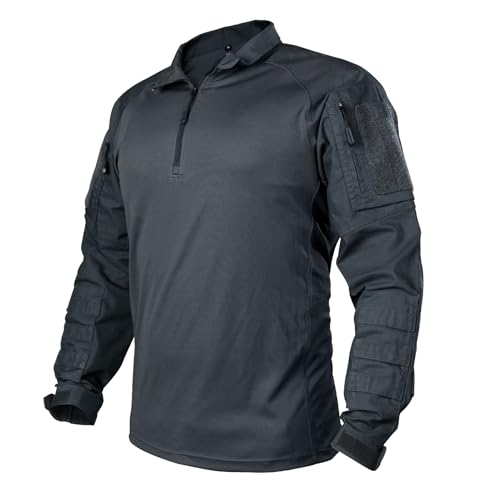 IDOGEAR Kampfhemden Taktisches Langarmhemd mit Ellbogenschützern Militär BDU Hemden mit Taschen Airsoft Kleidung (Gray,Small) von IDOGEAR