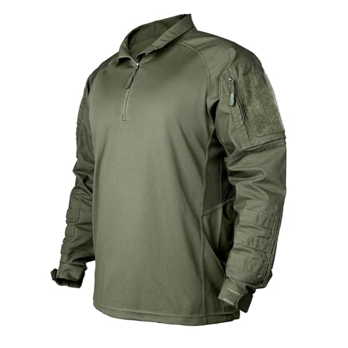 IDOGEAR Kampfhemden Taktisches Langarmhemd mit Ellbogenschützern Militär BDU Hemden mit Taschen Airsoft Kleidung (Ranger Green,Large) von IDOGEAR