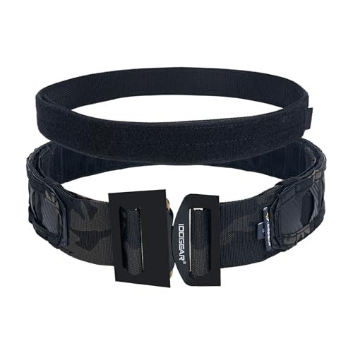 IDOGEAR Taktischer Gürtel 2 Zoll Quick Release Rigger Combat Belt mit 1,5 Zoll Innengürtel Haken und Schleife (Large, camo black) von IDOGEAR