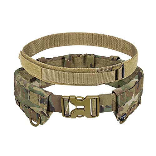 IDOGEAR Taktischer Gürtel Kampfgürtel Militär Molle Rigger Kampfgürtel mit Verstellbarem Innen- und Außengurtset(camo,Medium) von IDOGEAR